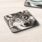 Wolf portret bier onderzetter (Linkerzijde)