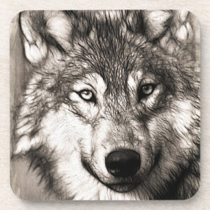 Wolf portret bier onderzetter