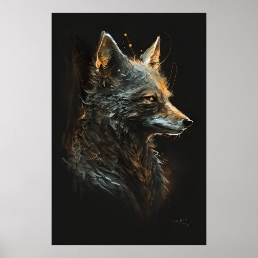 Wolf Portret Dier Natuur Wildlife Art Schilderij Poster (Voorkant)