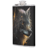 Wolf Portret Dier Natuur Wildlife Donker Schilderi Heupfles (Links)