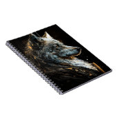 Wolf Portret Dier Natuur Wildlife Donker Schilderi Notitieboek (Rechterzijde)