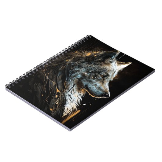 Wolf Portret Dier Natuur Wildlife Donker Schilderi Notitieboek (Linkerzijde)