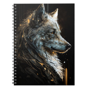 Wolf Portret Dier Natuur Wildlife Donker Schilderi Notitieboek