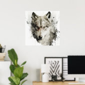 Wolf Portret Dier Schilderen Wildlife Forest Poster (Thuiskantoor)