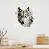 Wolf Portret Dier Schilderen Wildlife Forest Poster (Keuken)