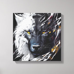 Wolf Portret Dierenschilderij Wildlife Avontuur Canvas Afdruk
