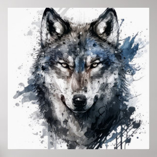 Wolf Portret Dierenschilderij Wildlife Outdoors Poster