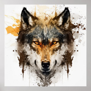 Wolf Portret Dierenschilderij Wildlife Outdoors Poster