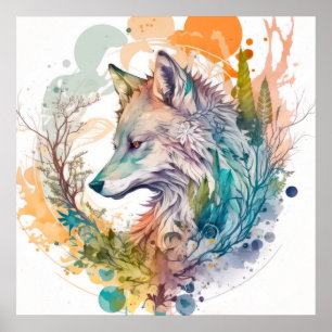 Wolf Portret Dierenschilderij Wildlife Outdoors Poster
