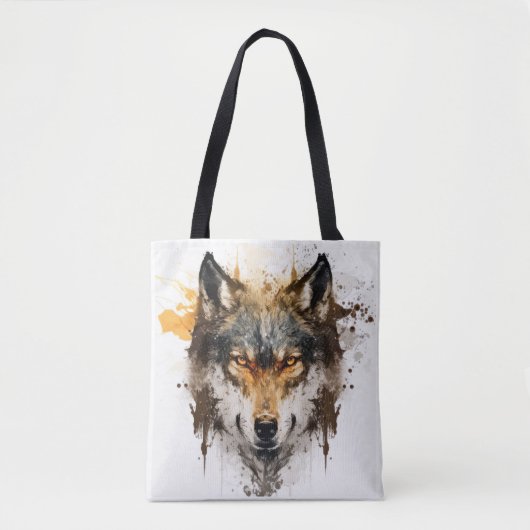 Wolf Portret Dierenschilderij Wildlife Outdoors Tote Bag (Voorkant)
