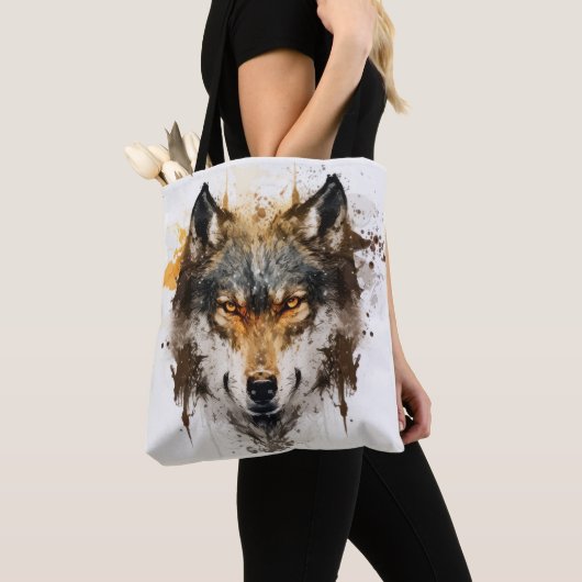 Wolf Portret Dierenschilderij Wildlife Outdoors Tote Bag (Dichtbij)
