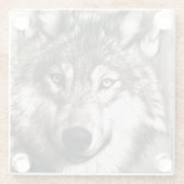 Wolf portret glazen onderzetter (Achterkant)