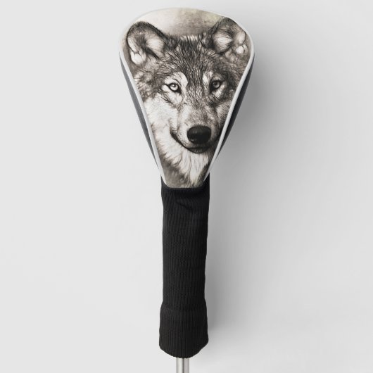 Wolf portret golfheadcover (Voorkant)