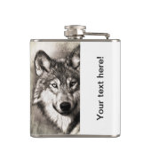 Wolf portret heupfles (Achterkant)