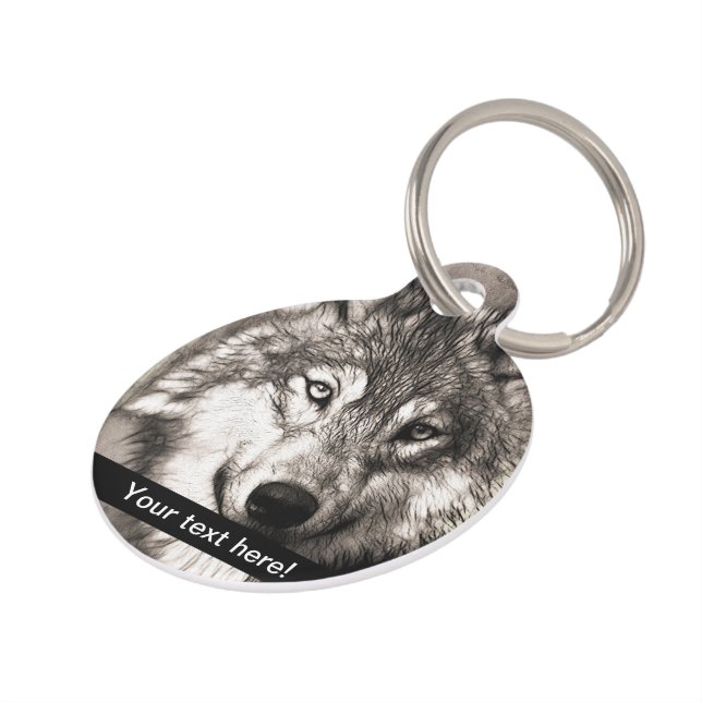 Wolf portret huisdierpenning (Zijkant)