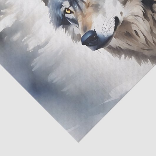 Wolf Portret in zachte Waterverf Tissuepapier (Detail)