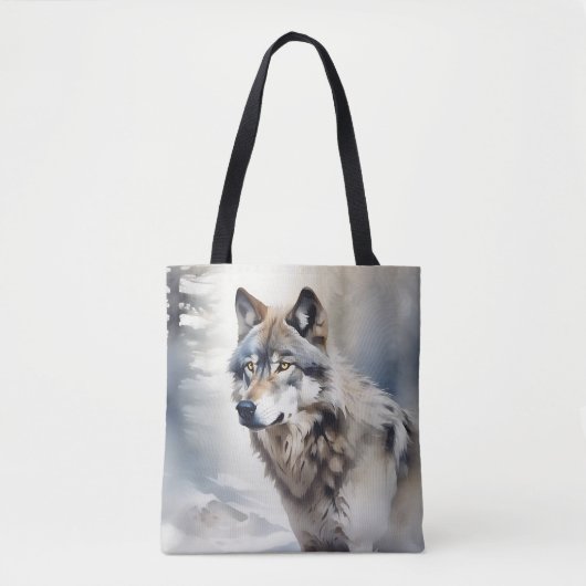 Wolf Portret in zachte Waterverf Tote Bag (Voorkant)