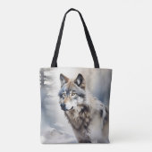Wolf Portret in zachte Waterverf Tote Bag (Achterkant)