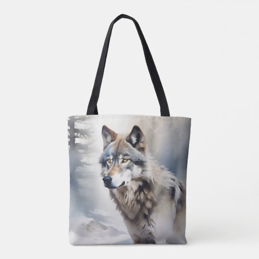 Wolf Portret in zachte Waterverf Tote Bag (Achterkant)