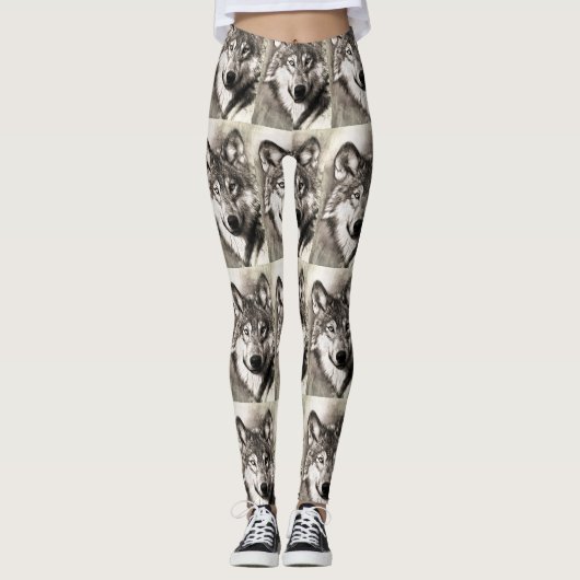 Wolf portret leggings (Voorkant)