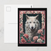 Wolf-portret met bloemen briefkaart (Voorkant / Achterkant)