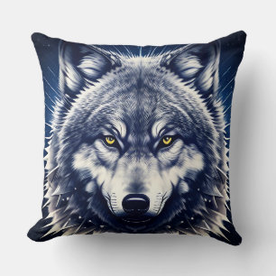 Wolf Portret met Intens Gouden Ogen Kussen