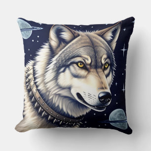 Wolf Portret met Intens Gouden Ogen Kussen