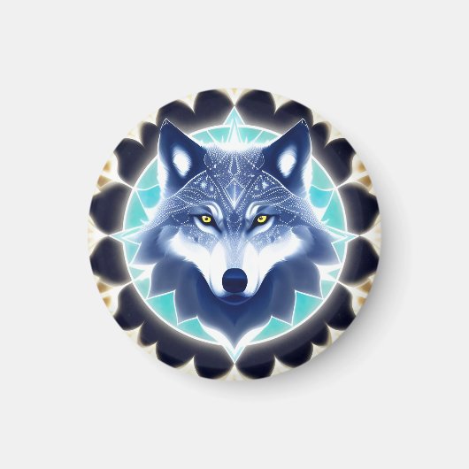 Wolf Portret met Intens Gouden Ogen Magneet (Voorkant)
