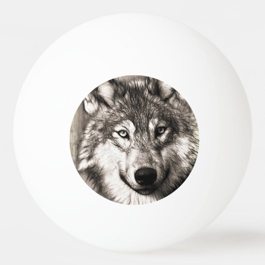 Wolf portret pingpongbal (Achterkant)