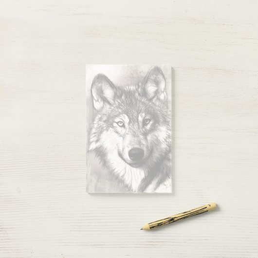 Wolf portret post-it® notes (Op bureau)