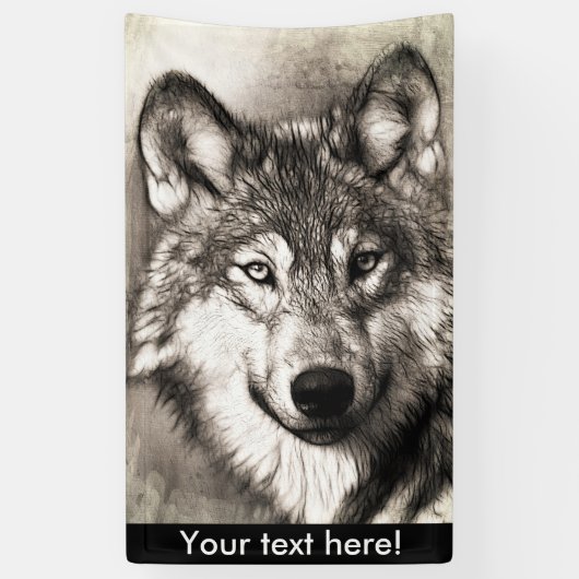 Wolf portret spandoek (Verticaal)