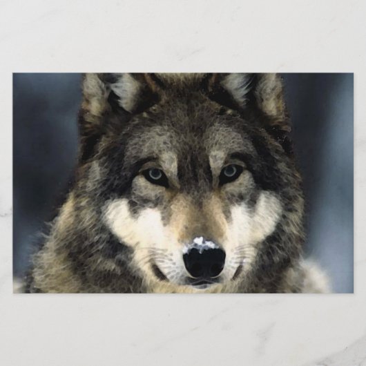 Wolf Portret Stationery Briefpapier (Voorkant)