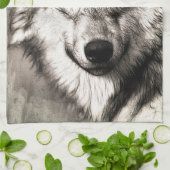 Wolf portret theedoek (Gevouwen)