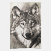 Wolf portret theedoek (Verticaal)