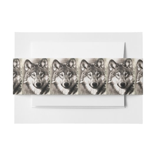 Wolf portret uitnodigingen wikkel (Voorkant Voorbeeld)