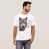 Wolf Portret Uw Naam Aangepaste Handgeschreven Tek T-shirt (Voorkant volledig)