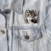 Wolf portret vierkante button 5,1 cm (In situ)
