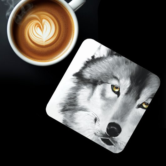 Wolf Portret Zwart Wit Bier Onderzetter