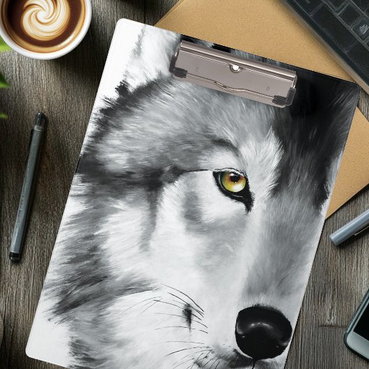 Wolf Portret Zwart Wit Klembord