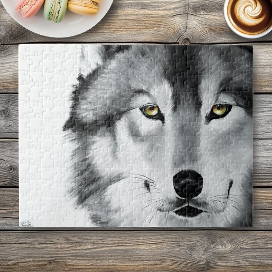 Wolf Portret Zwart Wit Legpuzzel