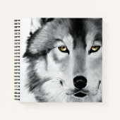 Wolf Portret Zwart Wit Notitieboek (Voorkant)