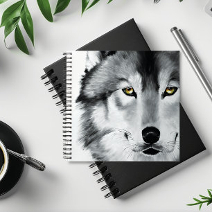 Wolf Portret Zwart Wit Notitieboek