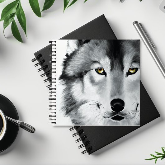 Wolf Portret Zwart Wit Notitieboek