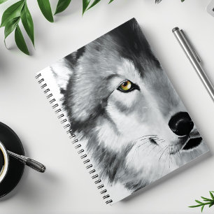 Wolf Portret Zwart Wit Notitieboek