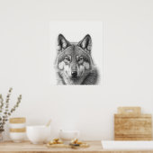 Wolf Portret  Zwart wit    Poster (Keuken)