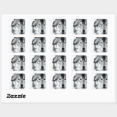 Wolf Portret Zwart Wit Vierkante Sticker (Vel)