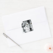 Wolf Portret Zwart Wit Vierkante Sticker (Envelop)