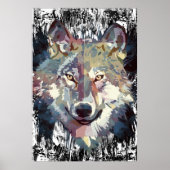Wolf Poster - Retro Wolf Polygon Poster (Voorkant)