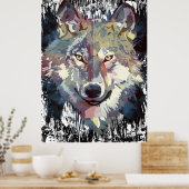 Wolf Poster - Retro Wolf Polygon Poster (Keuken)