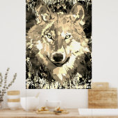 Wolf Poster - Sepia Wolf Polygon Poster (Keuken)